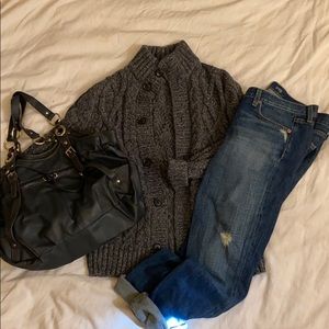 Gunmetal gray Gap cable knit cardigan. Sz Medium.